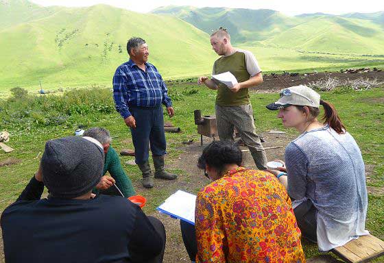 Interviewing a local herder